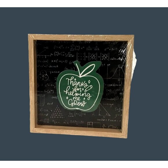 Teacher Appreciation Wooden Shadow Box Frame With Apple Design & Math Equations - Picture 1 of 4